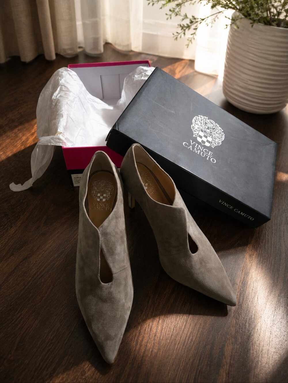 Vince Camuto Taupe Pointed Toe Stiletto Heels